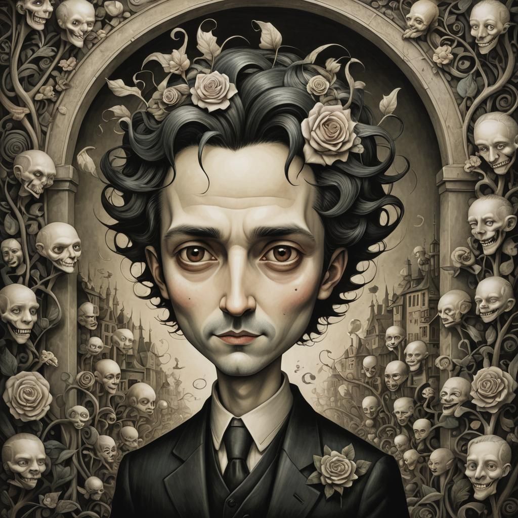 Surreal Self-Portrait with Cel-Shaded 3D Shading