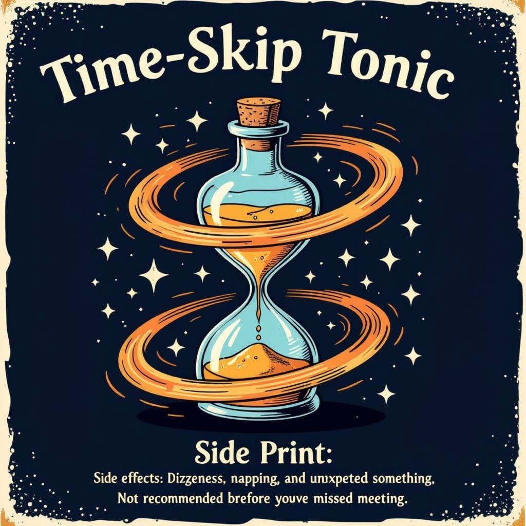 Time-Skip Tonic in Whimsical Surrealism Style
