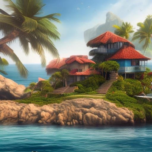 Island Villas and Modern Fishing Boats