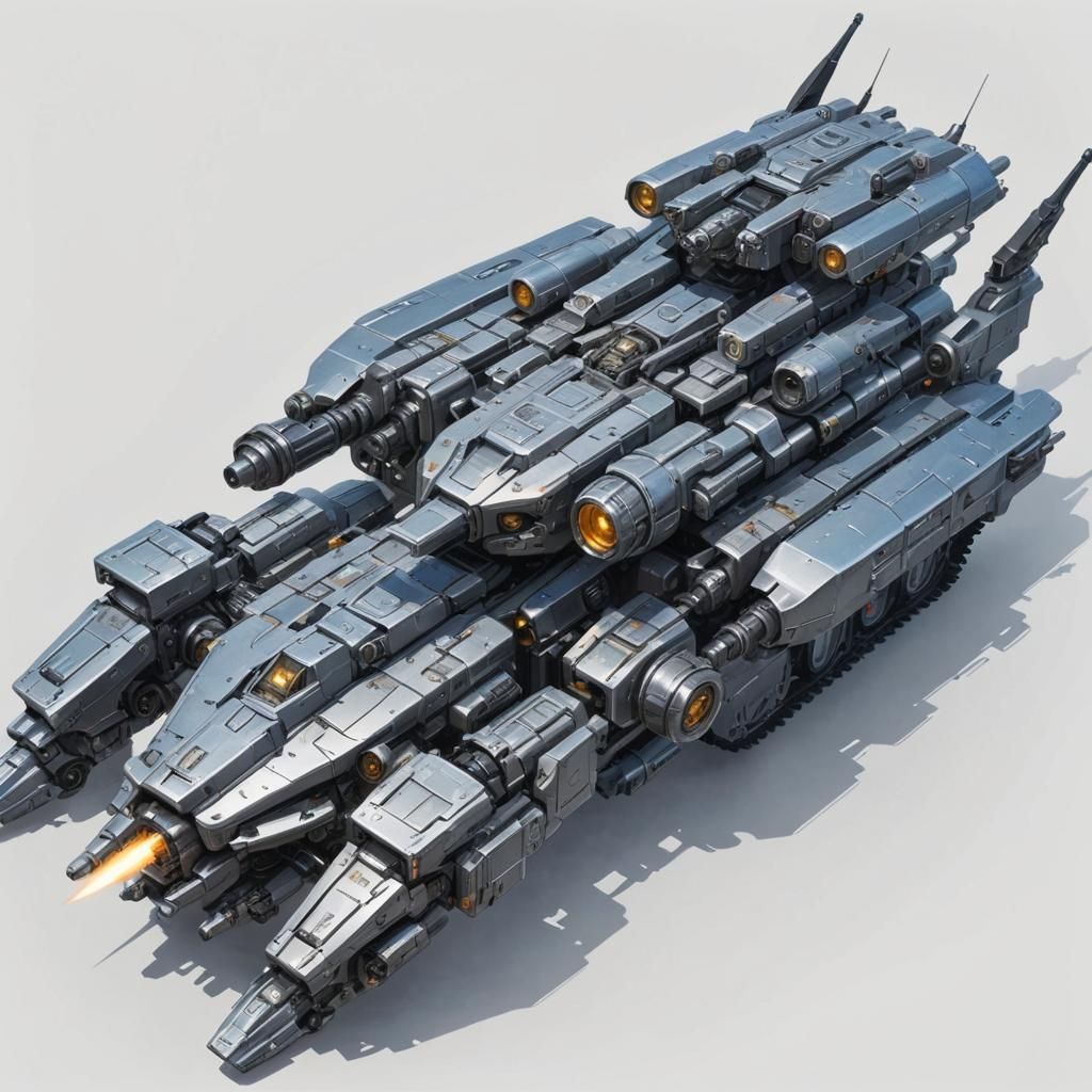 Sci-Fi Mech with Gatling Guns and Missile Pods