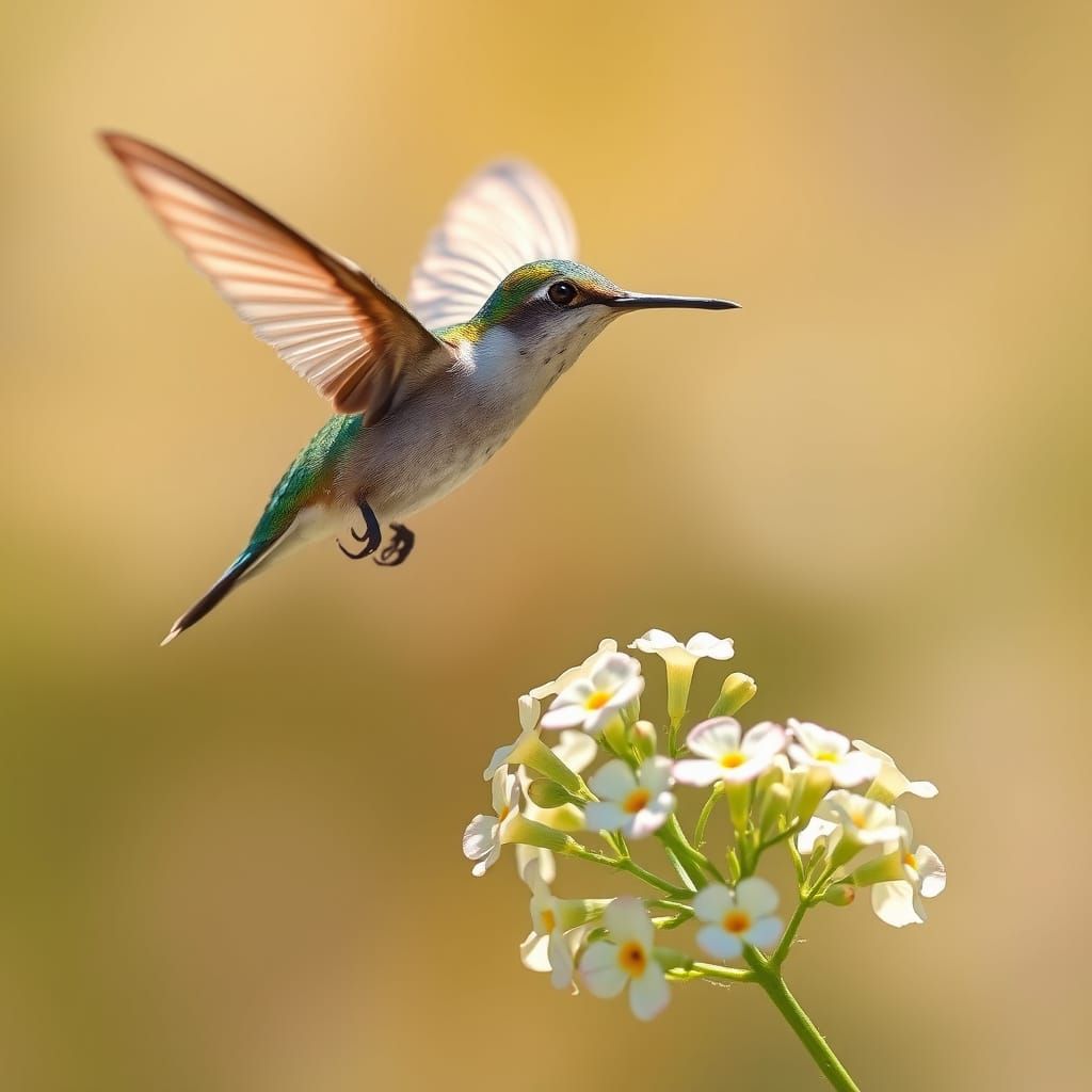 Hummingbird in Vibrant Floral Bliss