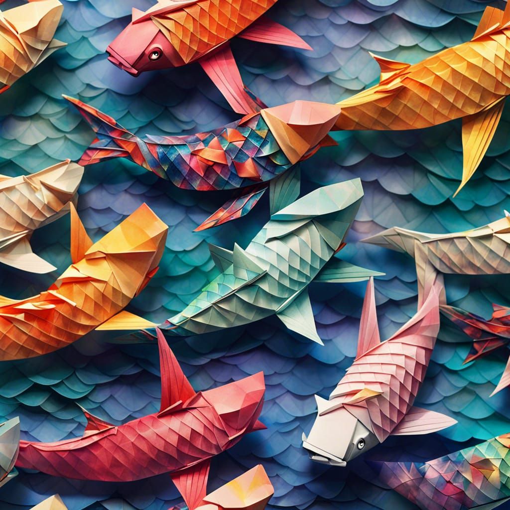 Colorful Origami Koi Fish Papercraft in 8K