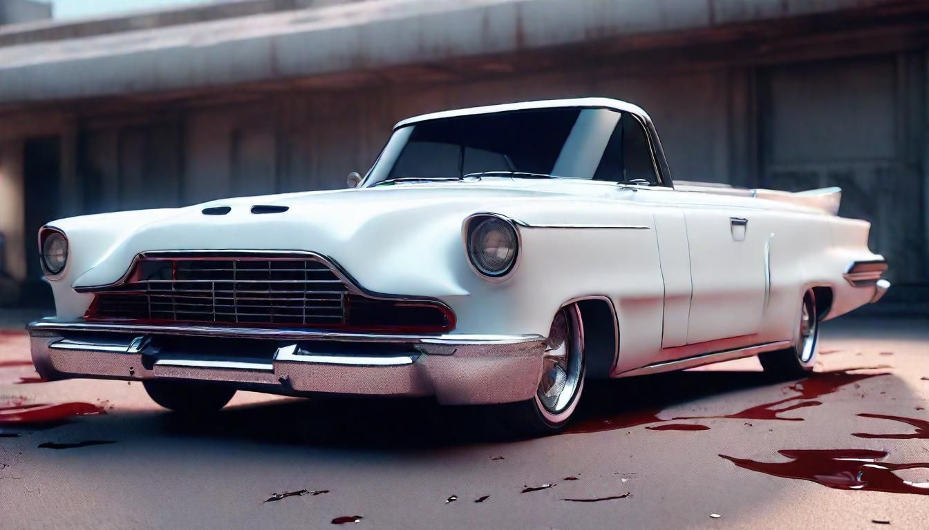 Creepy Ghost Car: White 40s Wagon in Sci-Fi Style