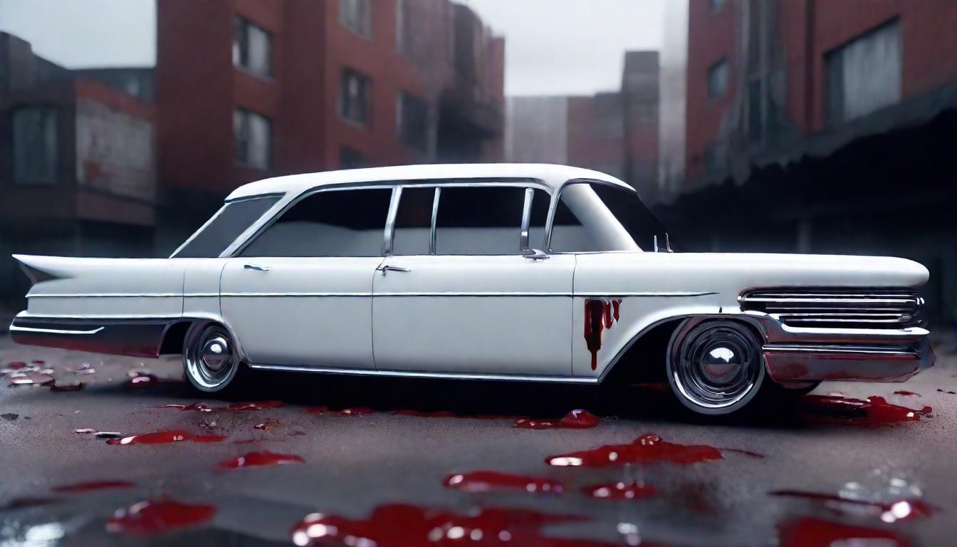 Evil Ghost Car: White 40s Station Wagon in Sci-Fi Style
