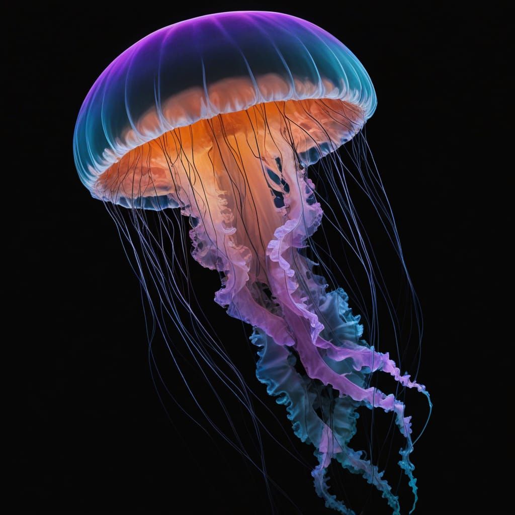 Glowing Jellyfish in a Dreamlike Oceanic Scene