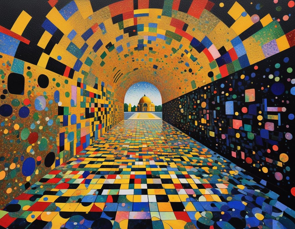 Pointillist Vortex: A Fractured Reality in Gouache