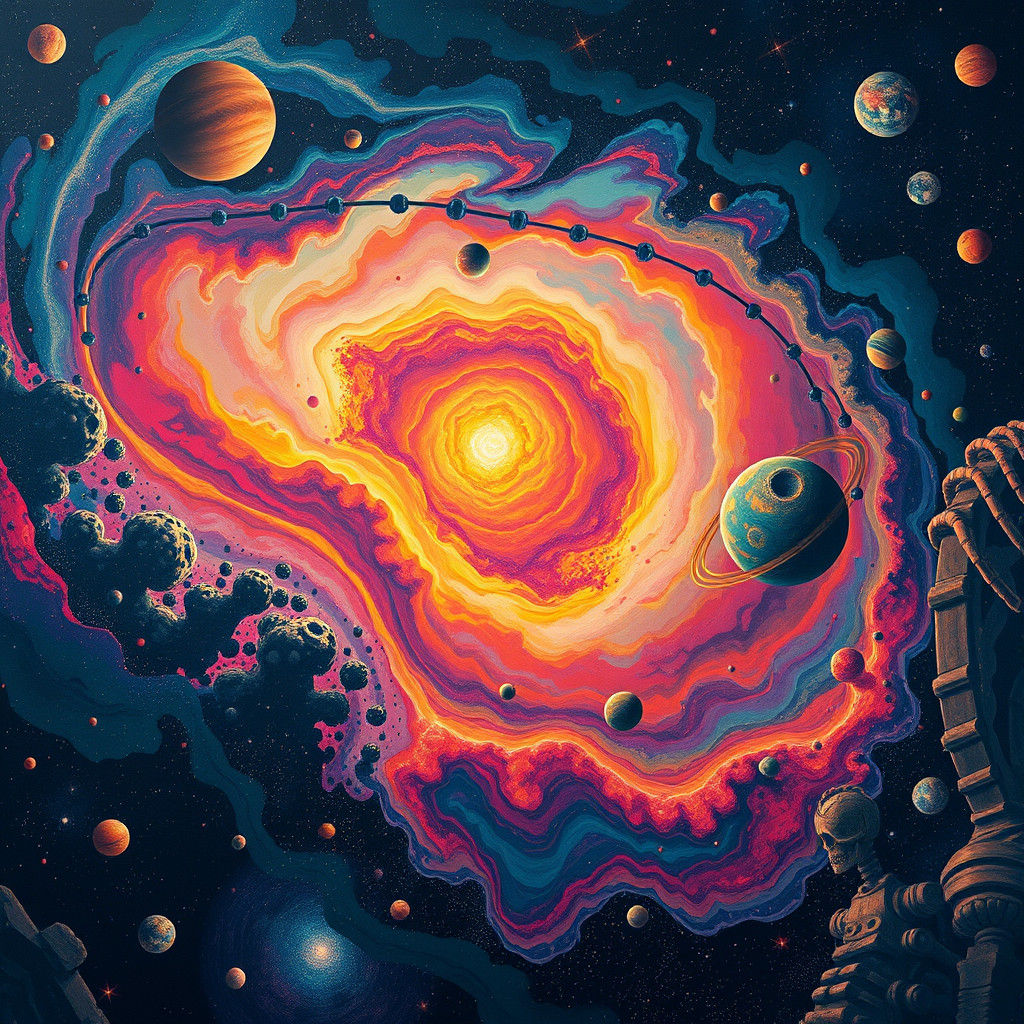 Vibrant Cosmos in Color Field Style