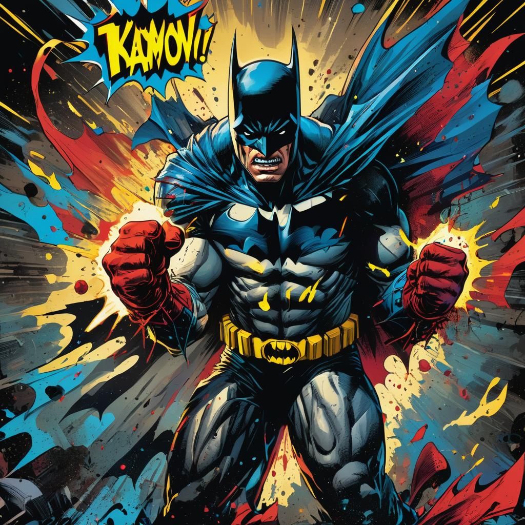 Batman Punch in Pop Art Comic Book Style