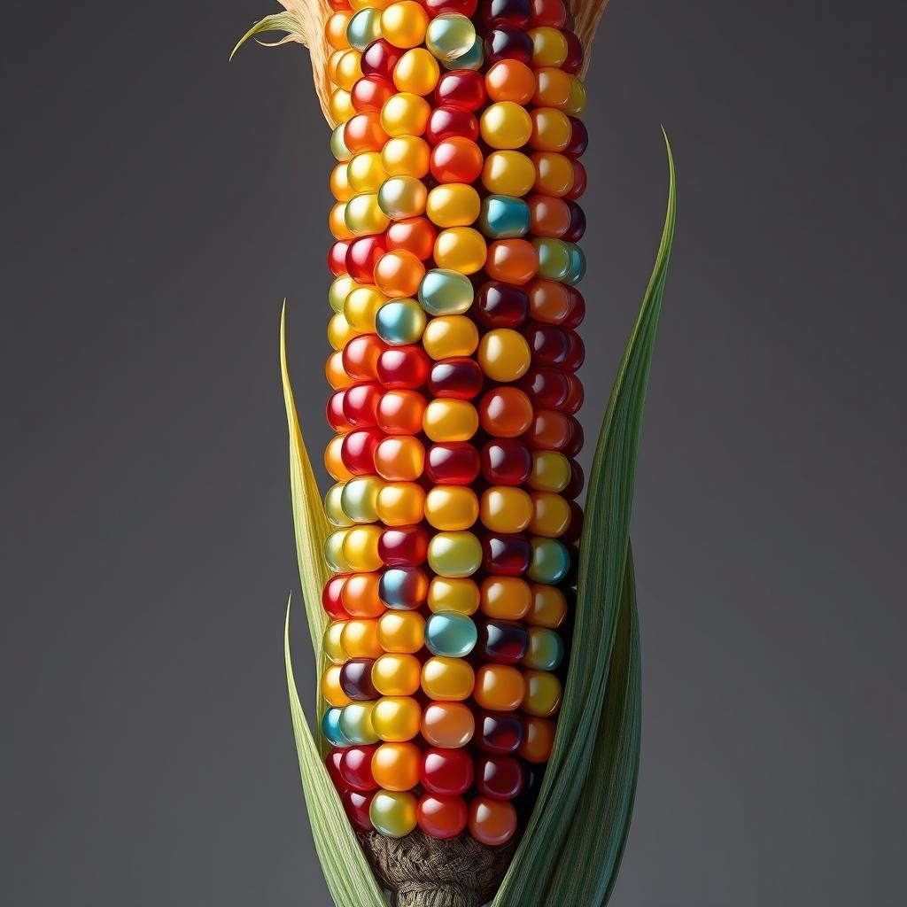 Rainbow Glass Corn in Fantasy Concept Art Style