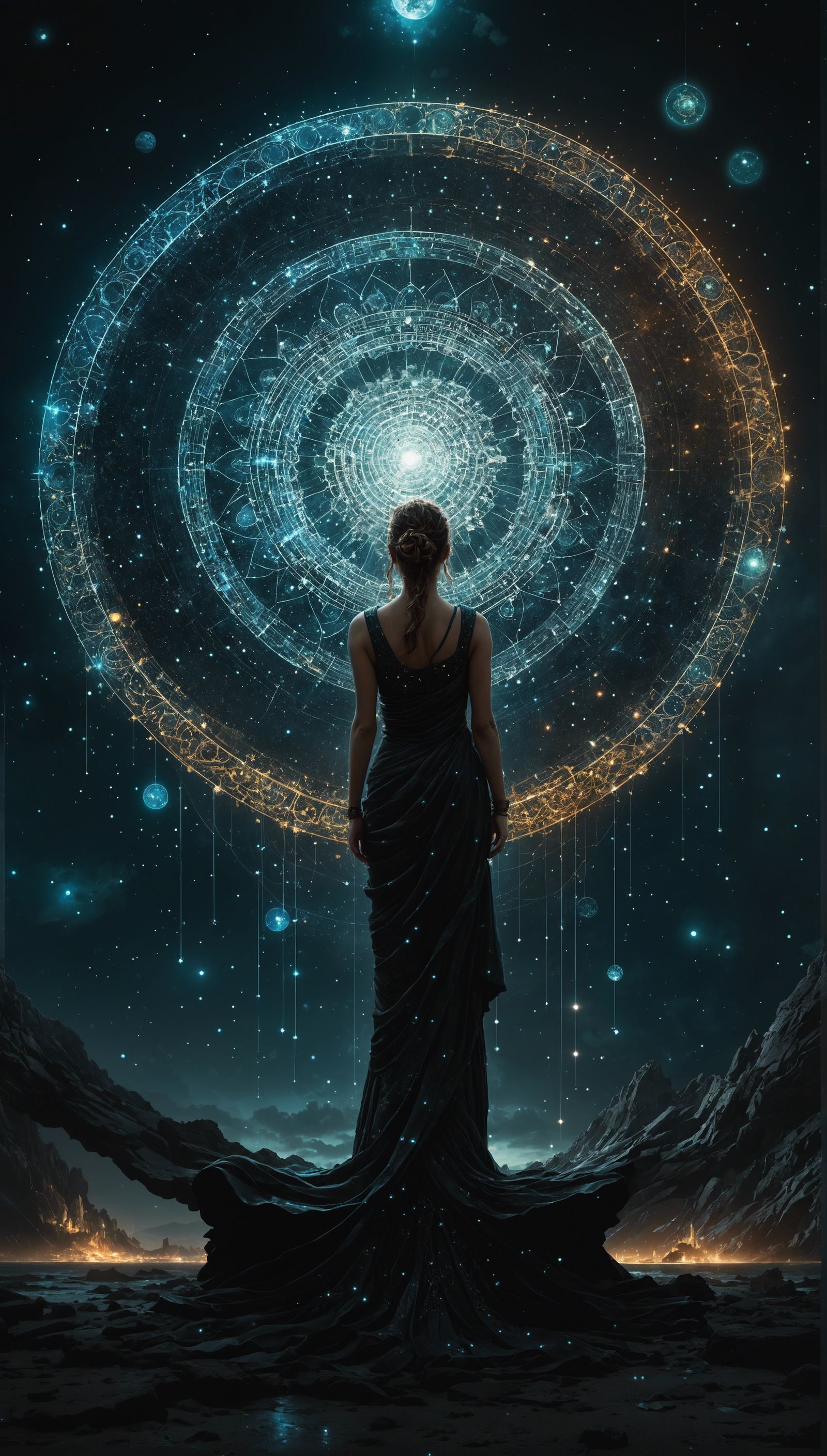 Oracle studies the celestial mandala design