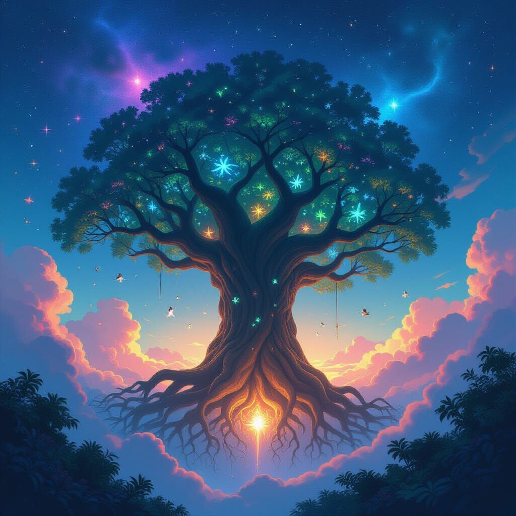 Ancient Tree Ecosystem in Cosmic Abyss