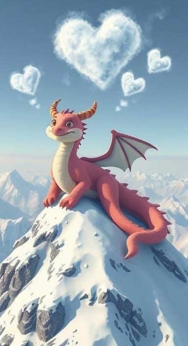 Puff the Magic Dragon Lounging in Dreamy Watercolor Style