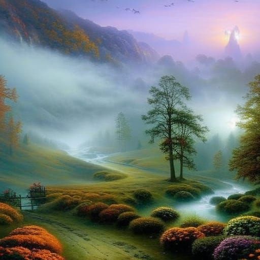 Ethereal Halloween Pumpkin in Fantasy Landscape