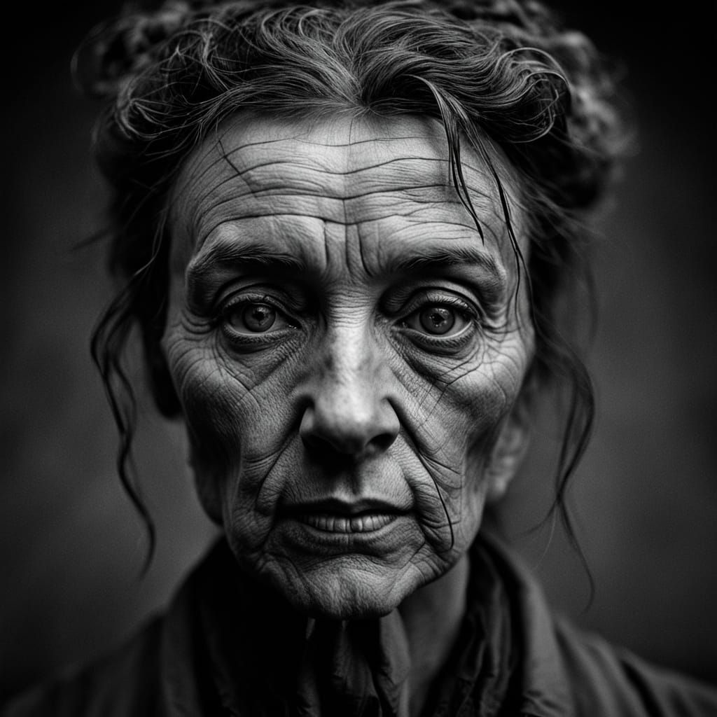 Elegant Black and White Portrait of a Young Woman Sculptor