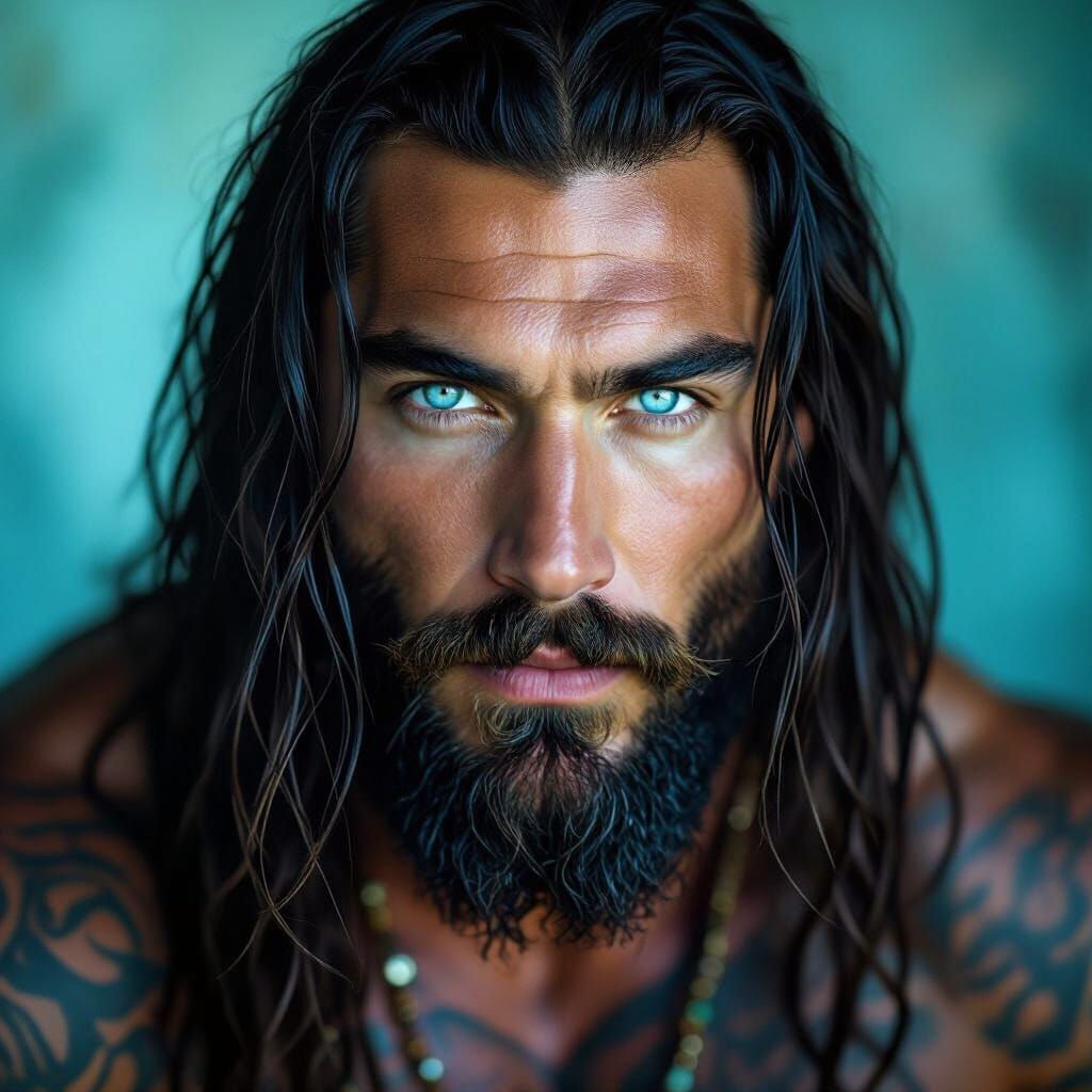 Majestic Ancient Man with Piercing Blue Eyes