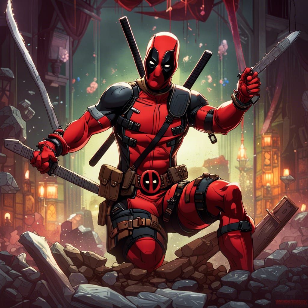 Hyperdetailed Deadpool Concept Art in Dark Fantasy Style