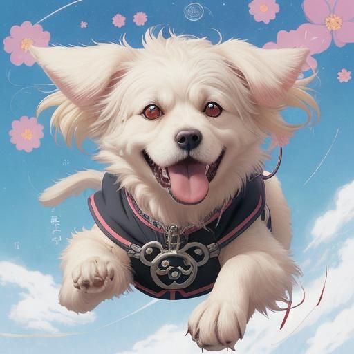 Happiest Dog in Anime Style