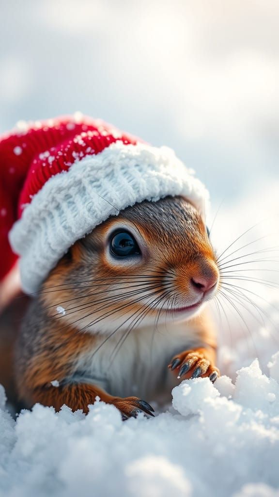Adorable Squirrel in Festive Winter Wonderland