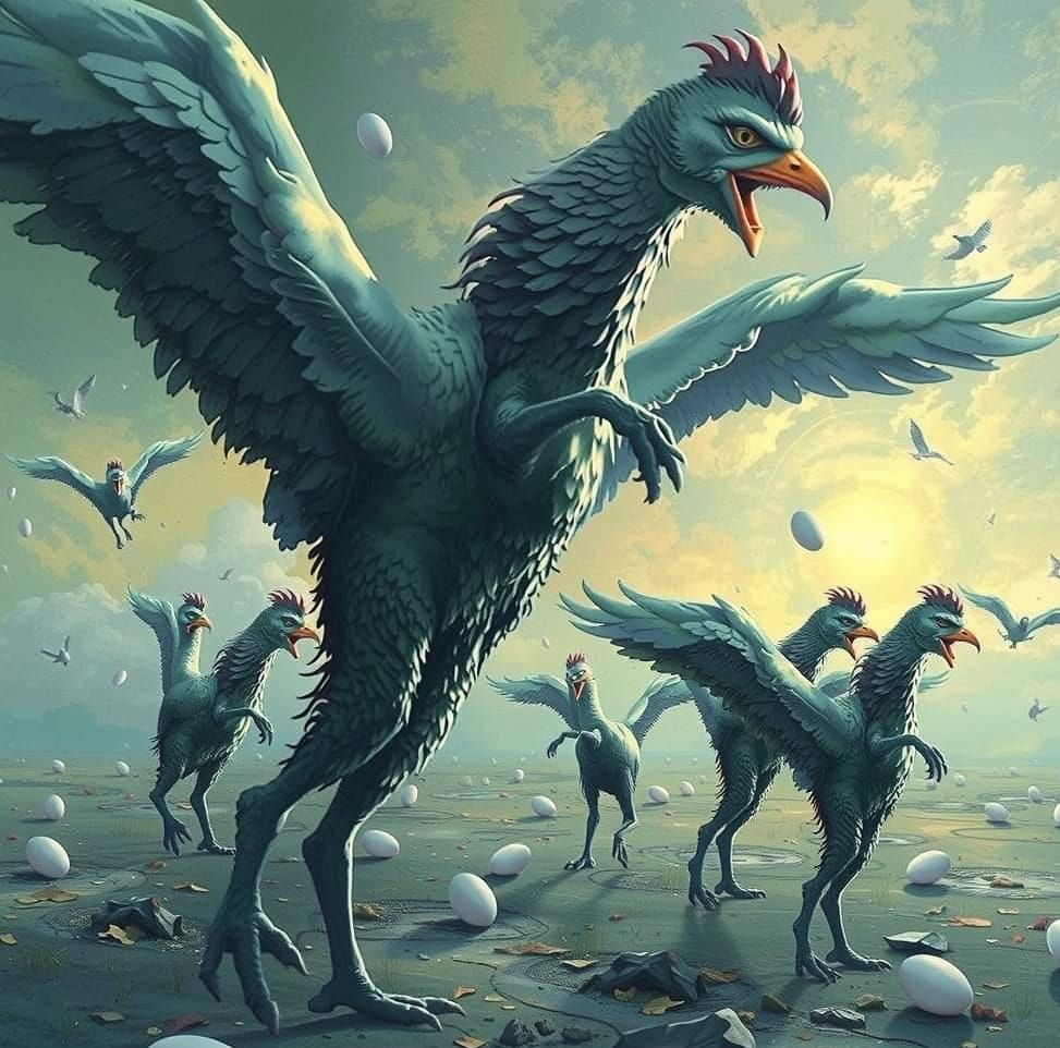 Eggs with Human Faces Litter the Ground