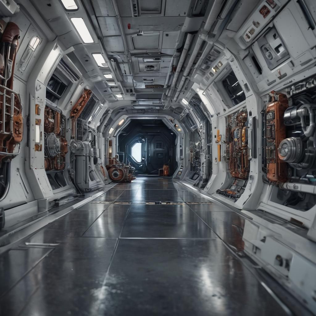 Hyperrealistic Spaceship Corridor in High Definition