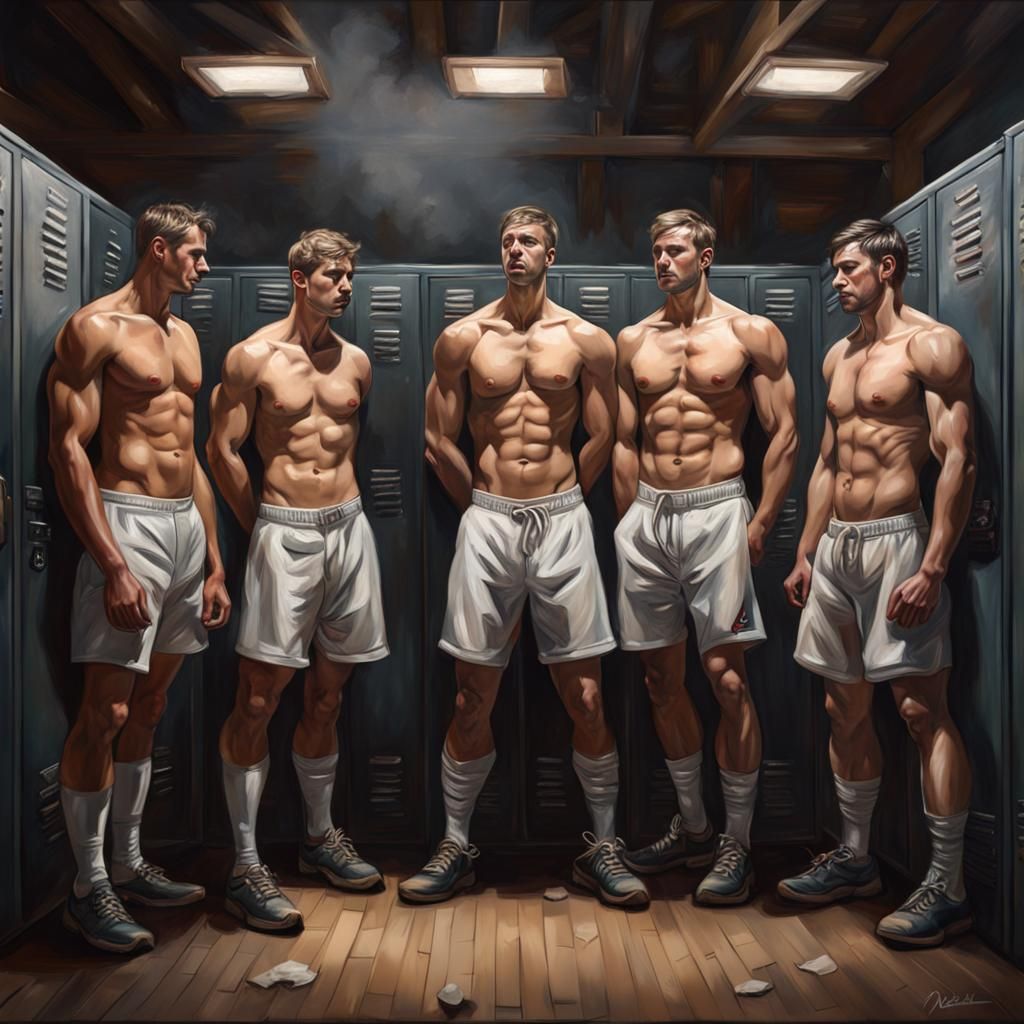 Athletes in Locker Room as Detailed Matte Painting