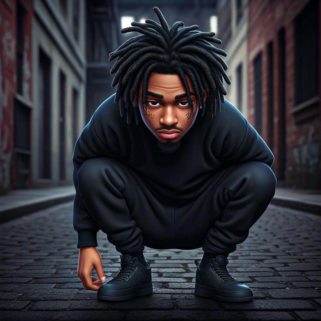 Gritty Urban Youth in Moody Street Scene