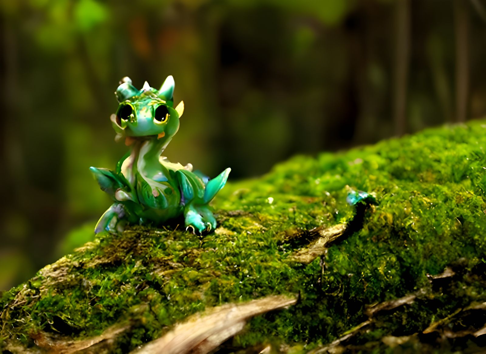 Cute Baby Dragon in Cosmic Forest