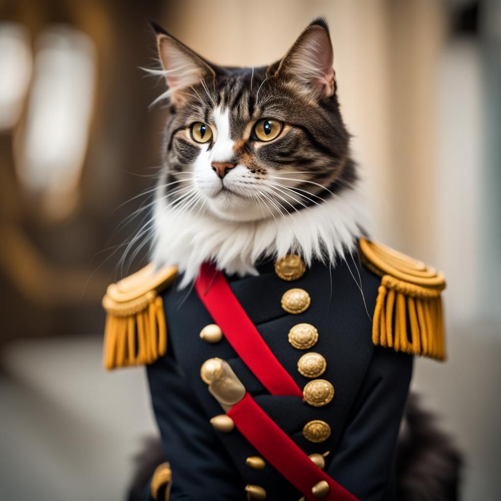 Norwegian Cat as Napoleonic Officer Portrait