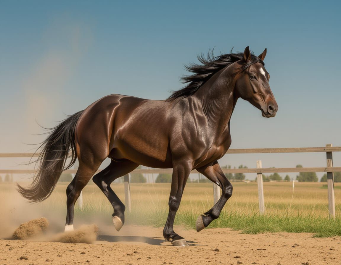 Ethereal Horse in Motion with Metallic Mane