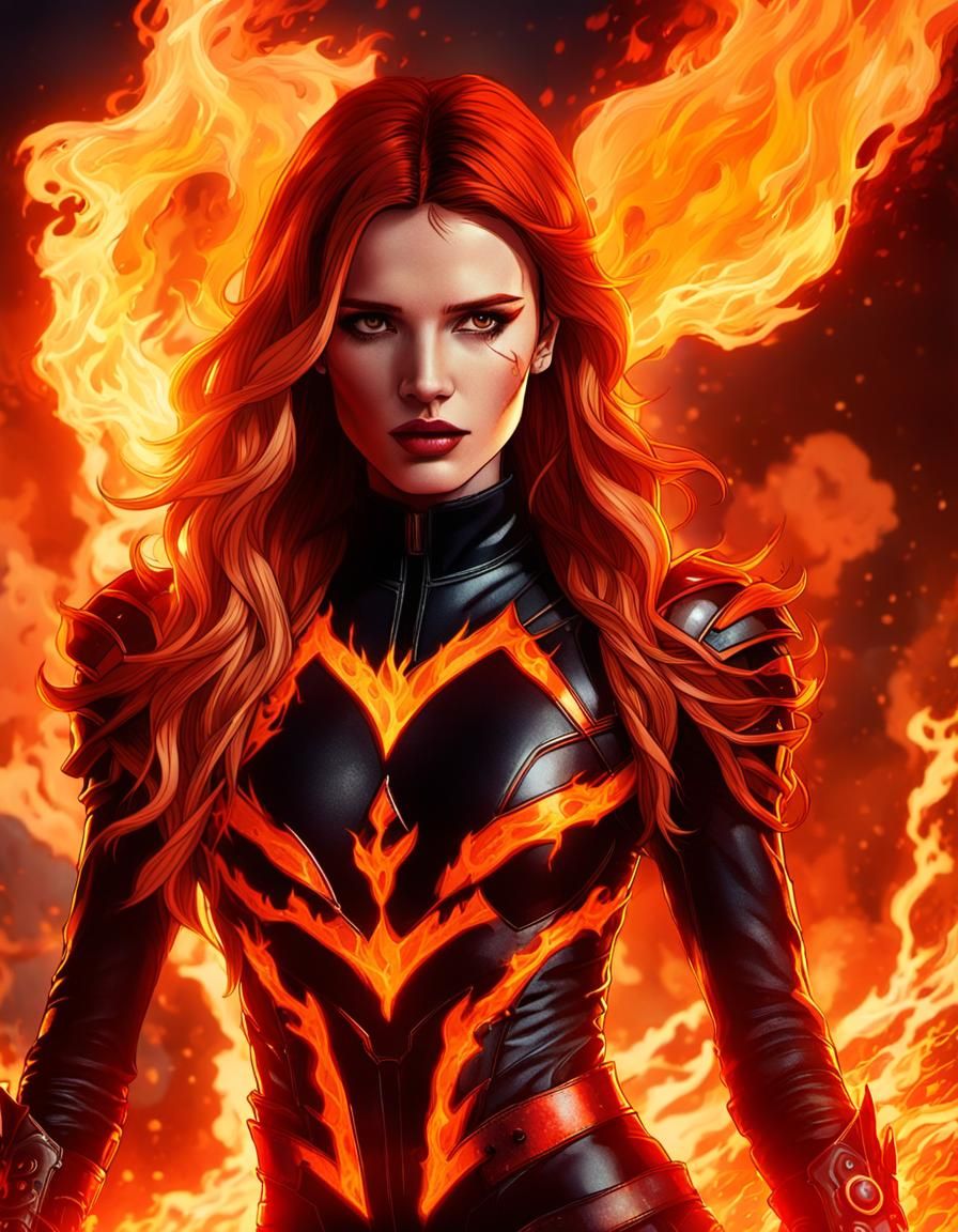 Satana Hellstrom in Comic Book Art Style
