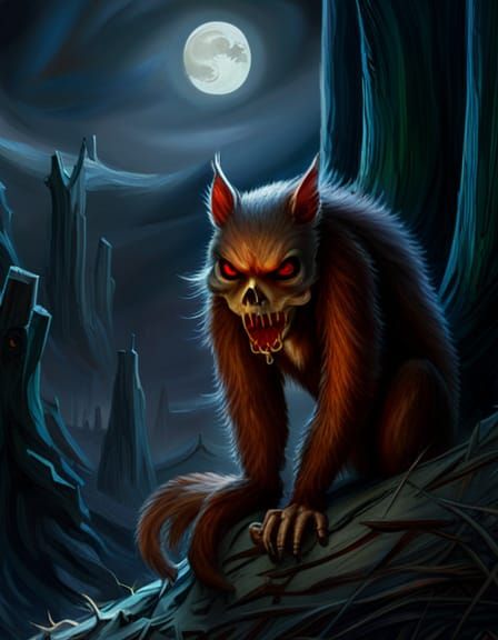 Gothic Squirrel-Vampire Feast in Oil Painting Style