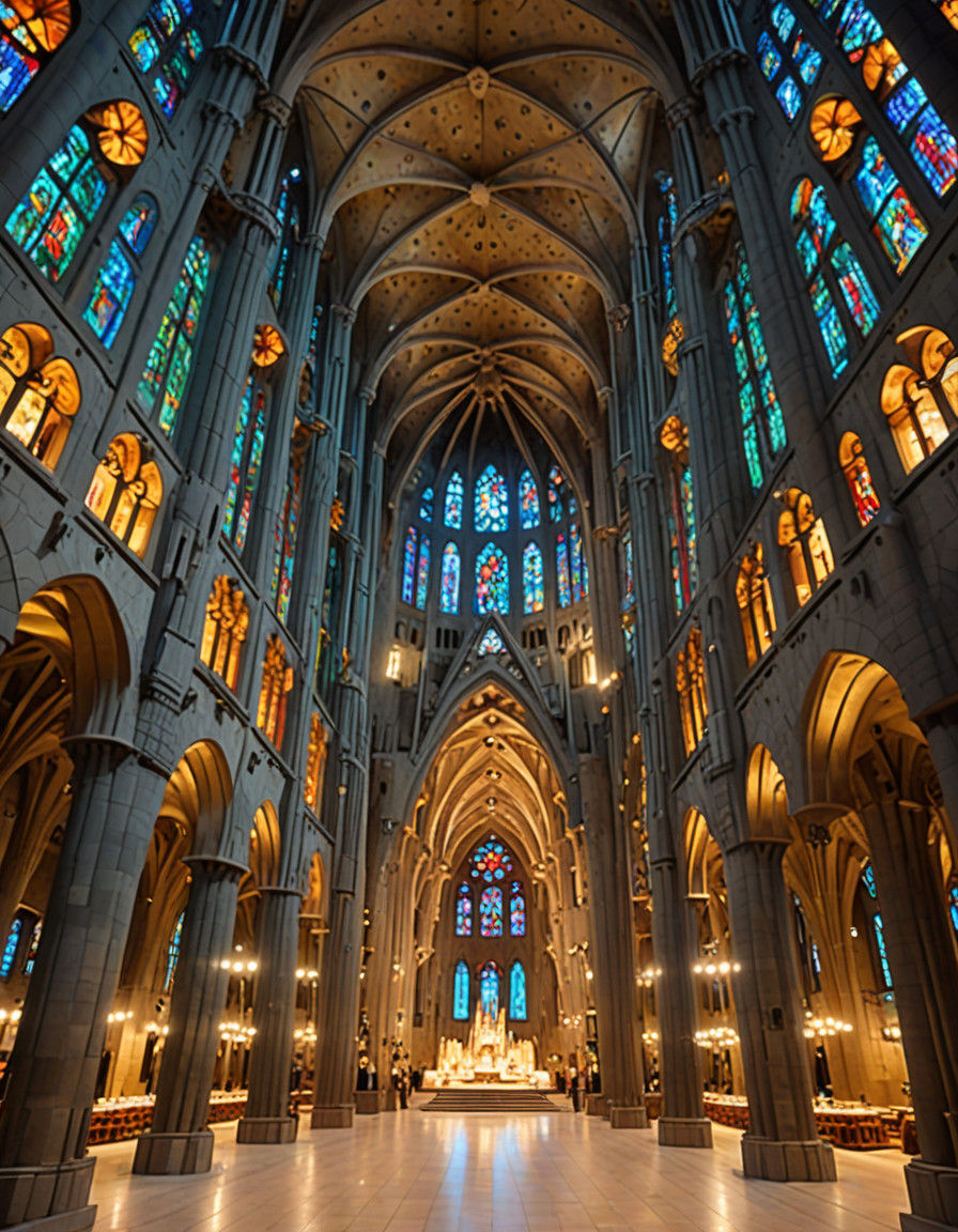Barcelona's Iconic Sagrada Familia in Vibrant Architectural...