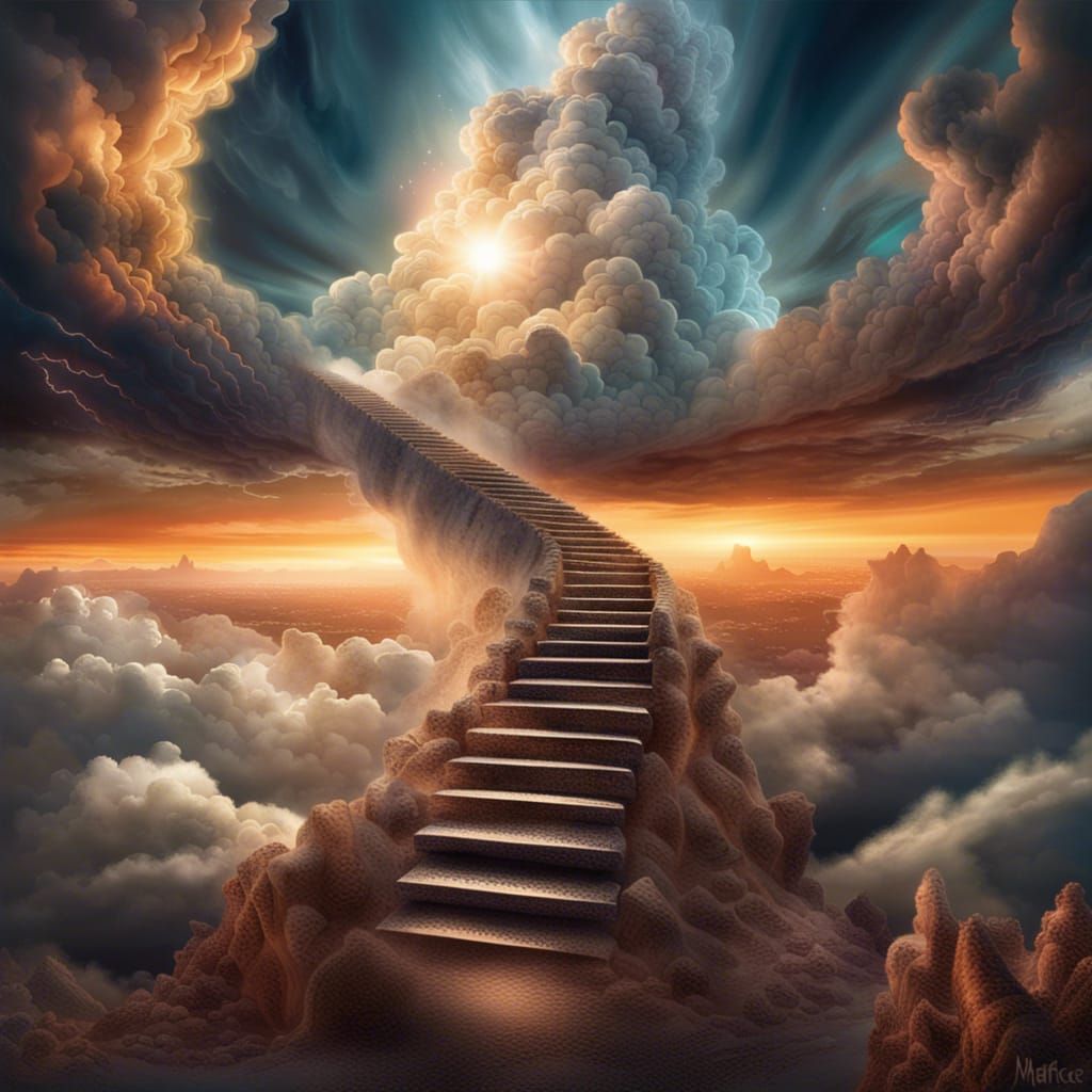 Heavenly Cloud Stairway in Epic Desert Sunset