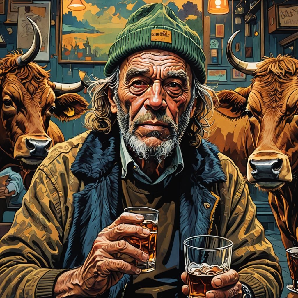 Bukowski Rides a Cow: Comic Book Art