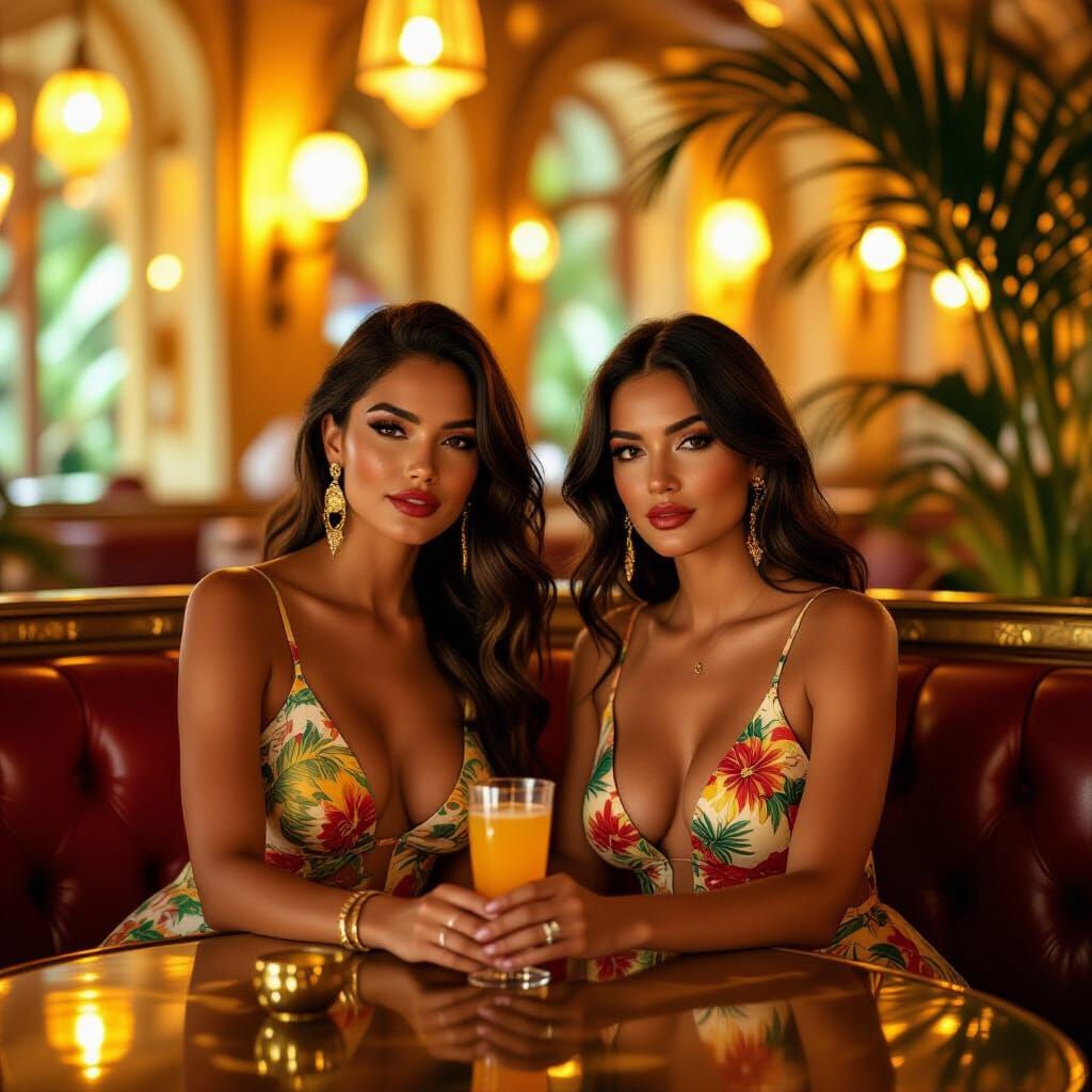 Brazilian Women in Rio's Carnival Spirit, Modern Neon Art