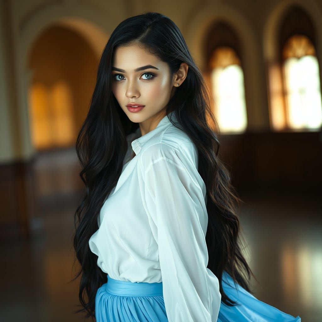 Ethereal Cinema Goddess in Diaphanous Whites