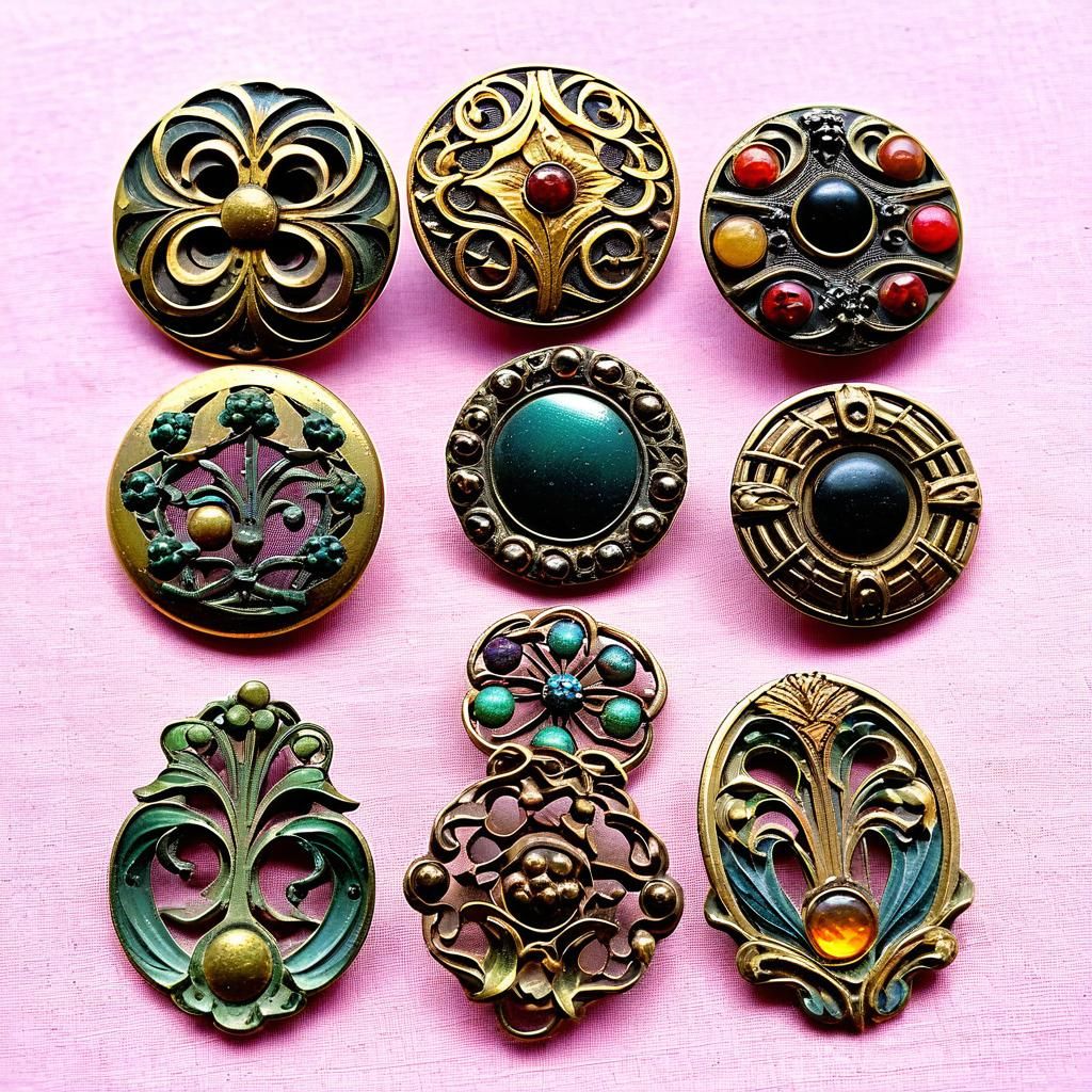 Art Nouveau Buttons from the Late 19th Century