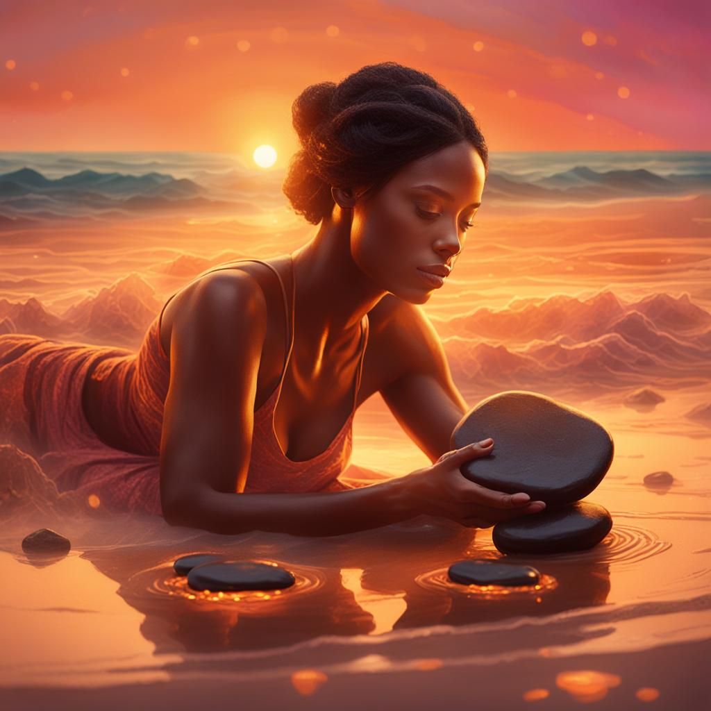 Sunset Beach Hot Stone Therapy: Concept Art
