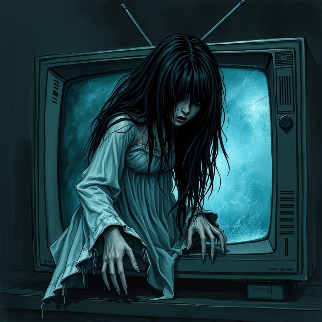 Gothic Goddess Emerges from Dark Television