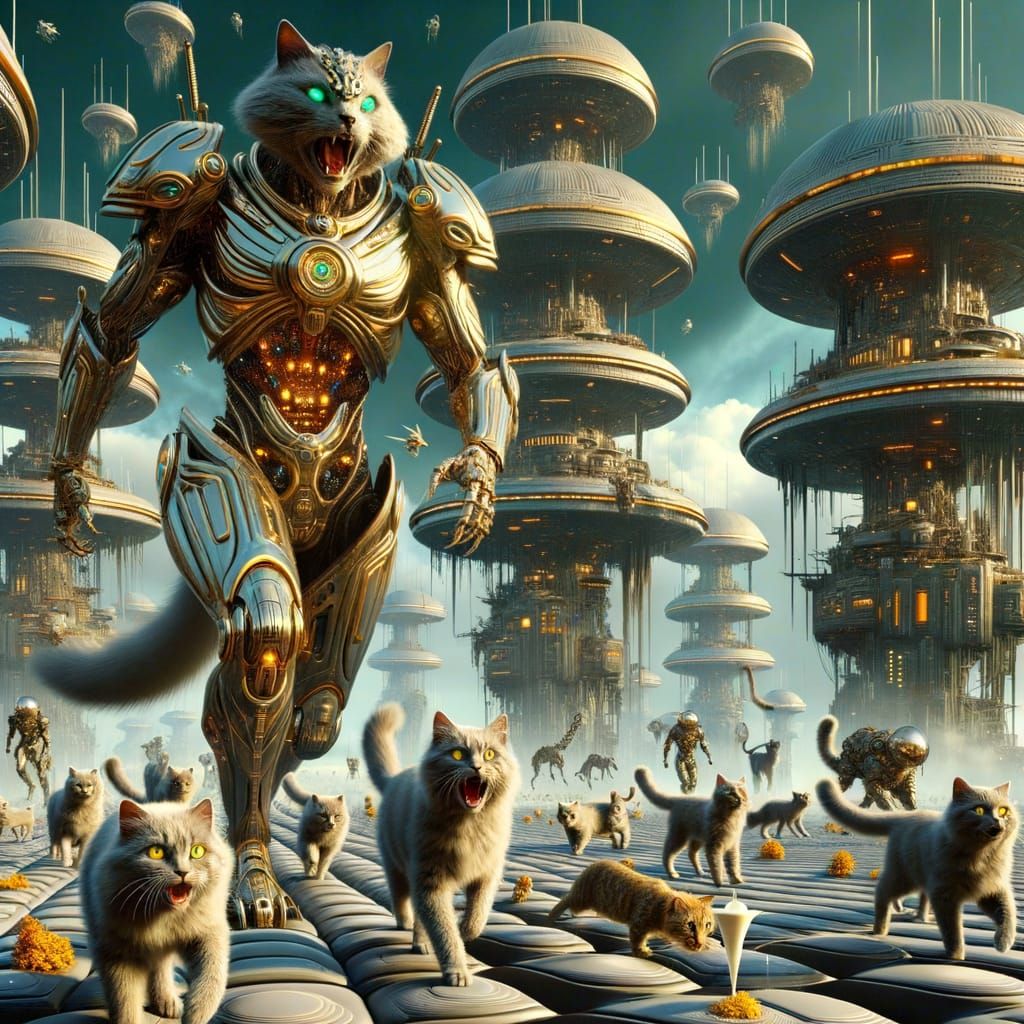Feline Uprising on Futuristic Planet Felinia