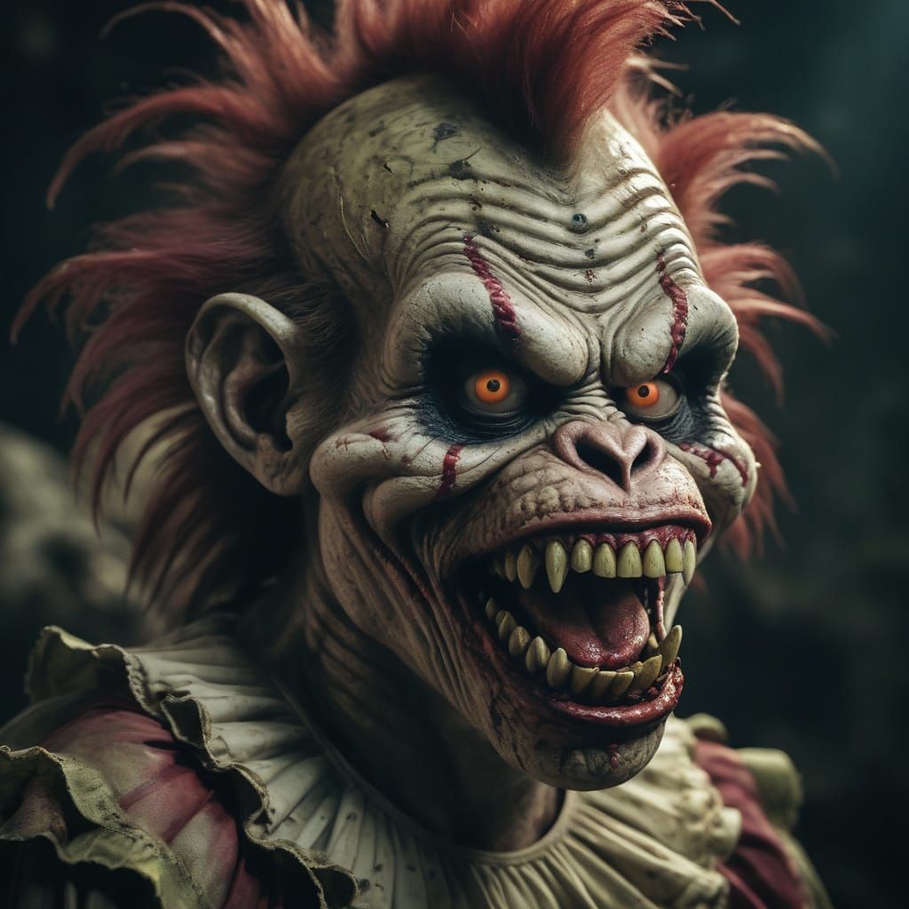 Cinematic Zombie Monkey Monster Clown: Grinning Maniacally