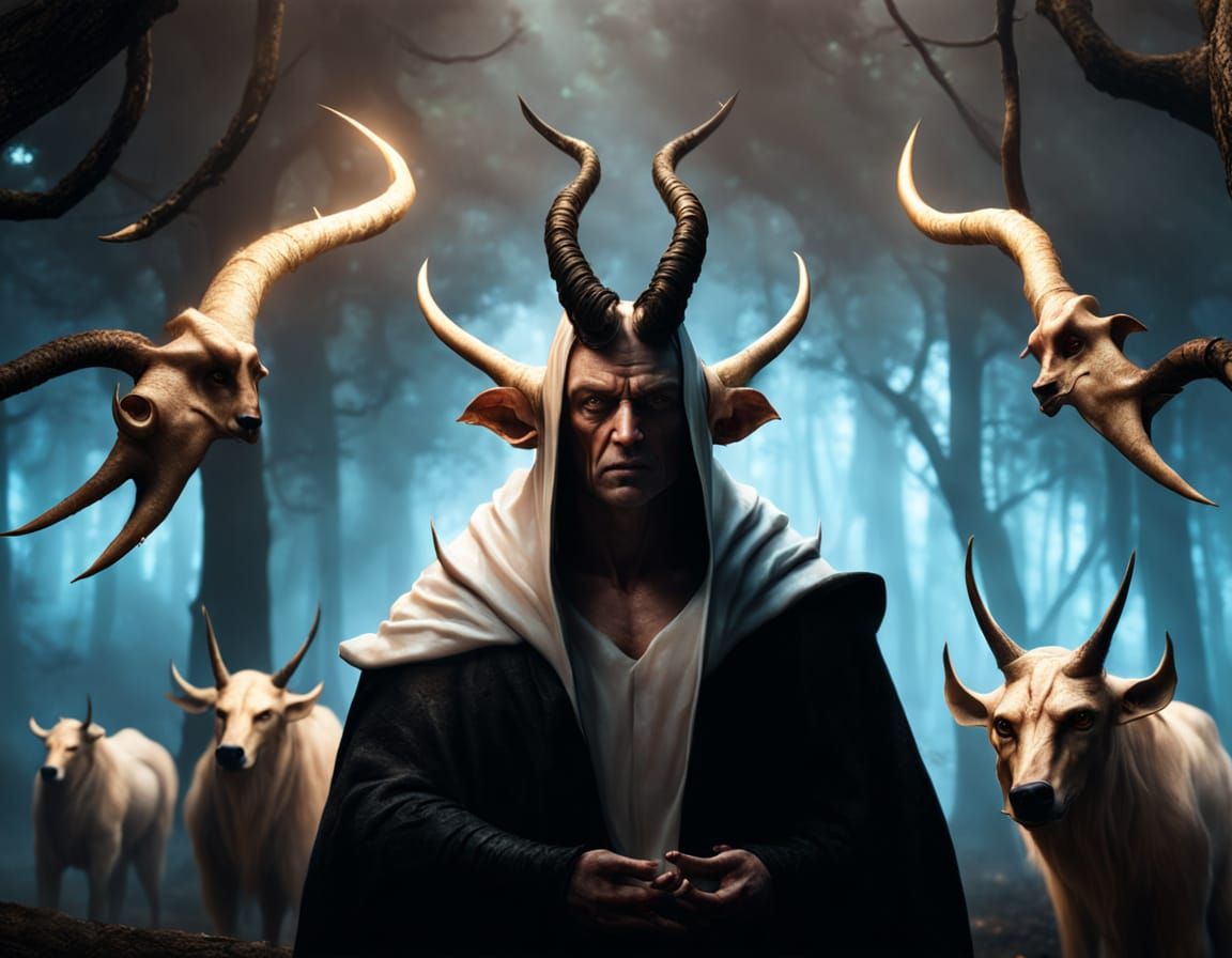 Ominous Figure in Mystical Forest, Dark Fantasy Art