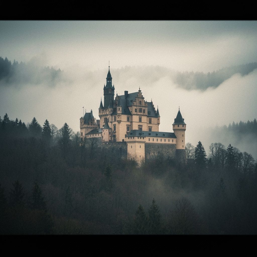 Mysterious Renaissance Castle Shrouded in Fog