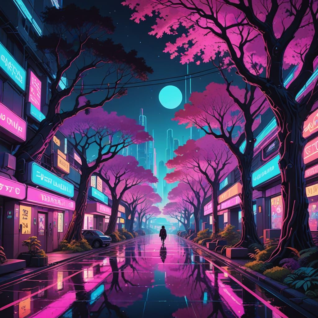 Futuristic Utopian Metropolis in Giant Glowing Trees