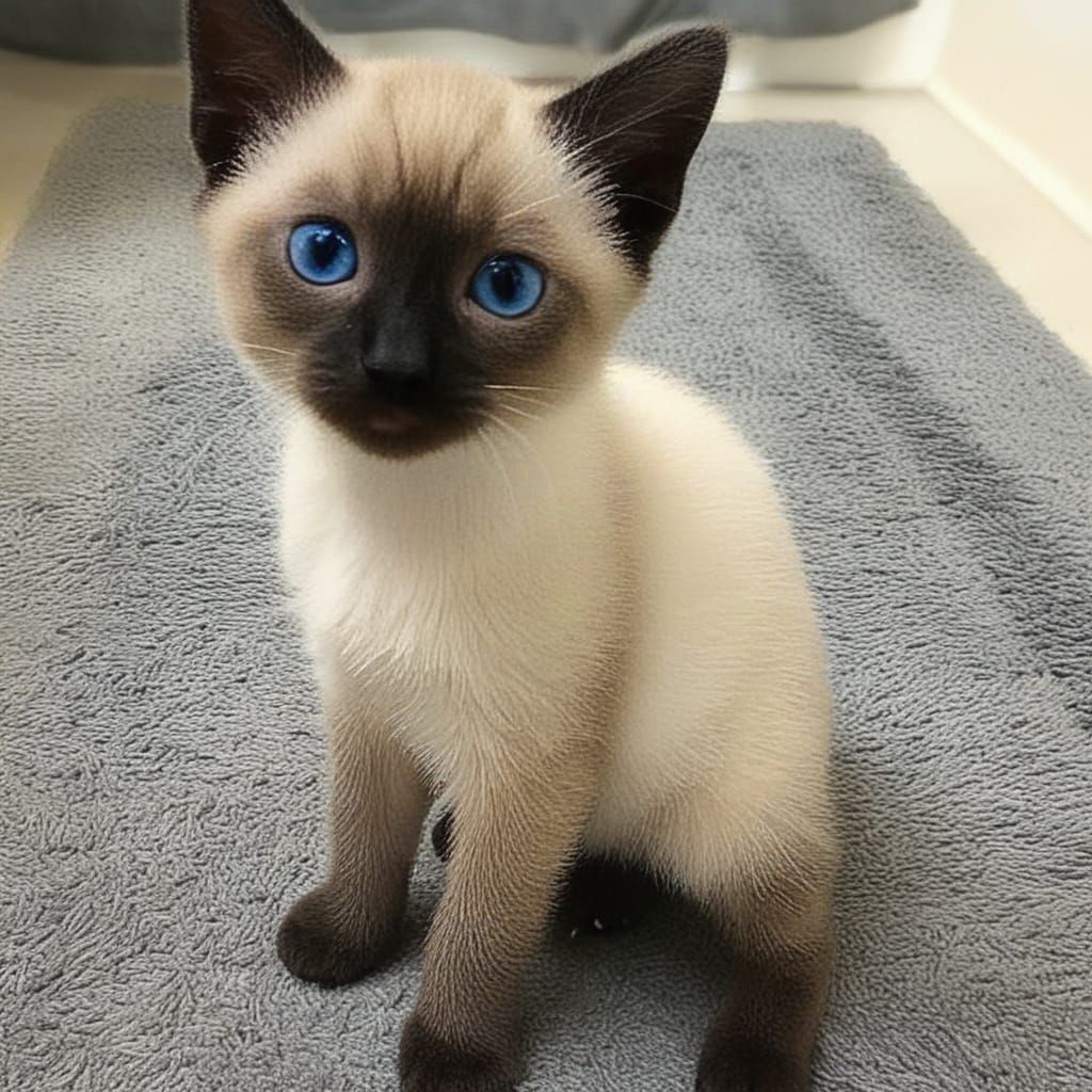 Vibrant Blue-Eyed Siamese Kitten in Stunning Microphotograph