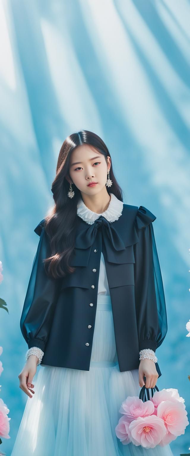 Pastel Portrait of Women in Camellia Garden