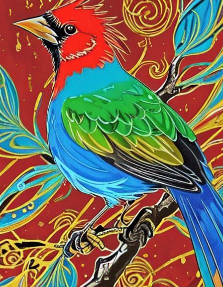 Alcohol Ink Cardinal with Gold Foil Accents