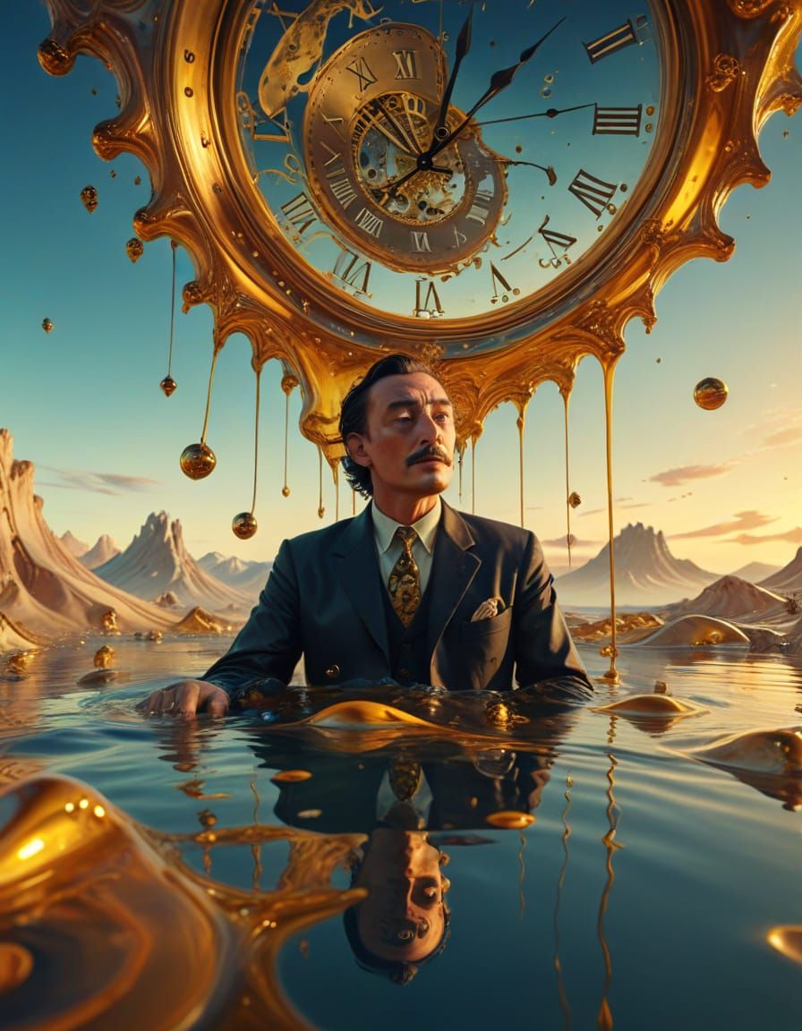 Surrealist Dreamscape with Melting Clocks