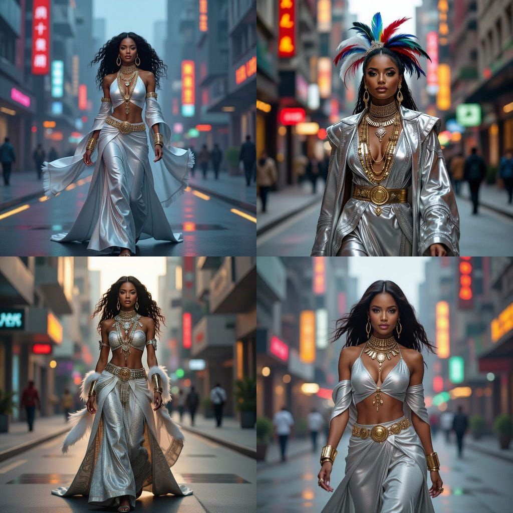 Powerful Woman in Futuristic Cityscape, Cinematic Photograph...