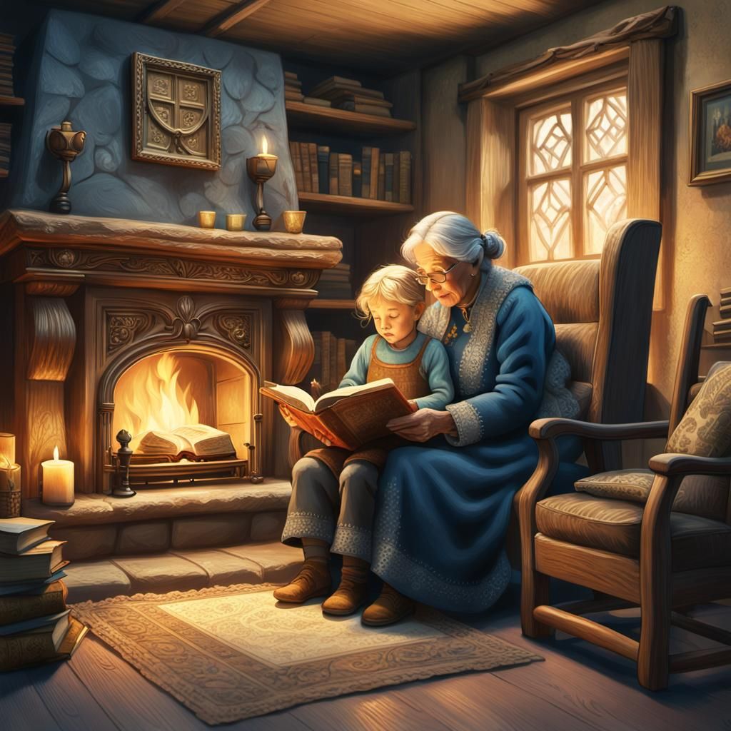 Cozy Hearth Bible Reading: A Matte Painting